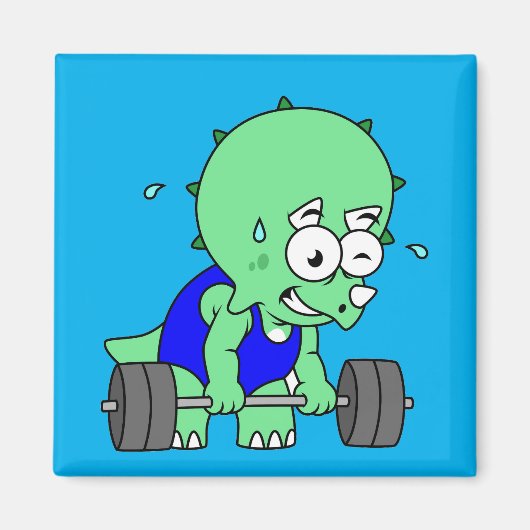 Illustration eines Triceratops, der Gewichte hebt. Magnet (Vorne)
