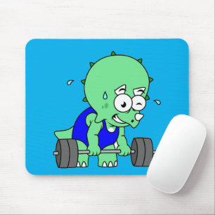 Illustration eines Triceratops, der Gewichte hebt. Mousepad