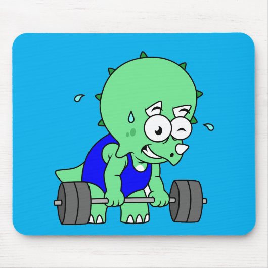 Illustration eines Triceratops, der Gewichte hebt. Mousepad (Vorne)