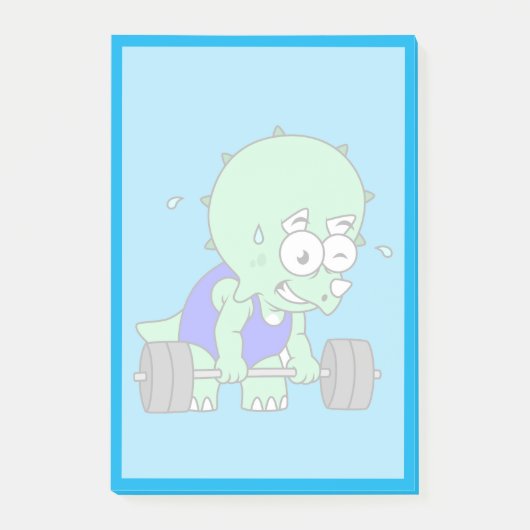 Illustration eines Triceratops, der Gewichte hebt. Post-it Klebezettel (Vorderseite)