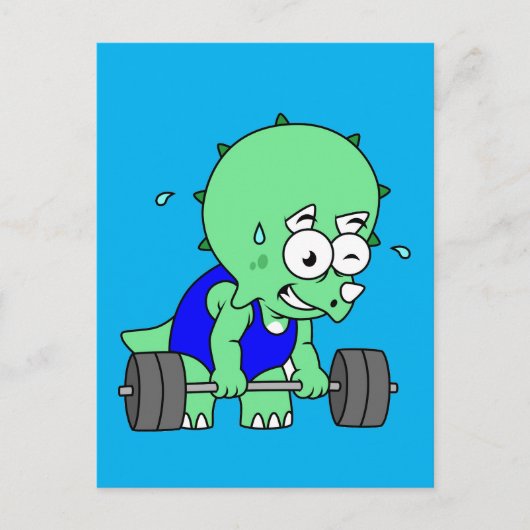 Illustration eines Triceratops, der Gewichte hebt. Postkarte (Vorderseite)