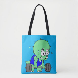 Illustration eines Triceratops, der Gewichte hebt. Tasche