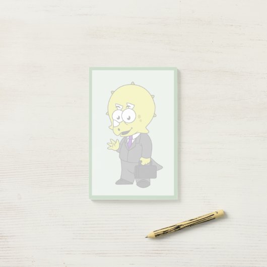 Illustration eines Triceratops Geschäftsmann. Post-it Klebezettel (Auf Schreibtisch)