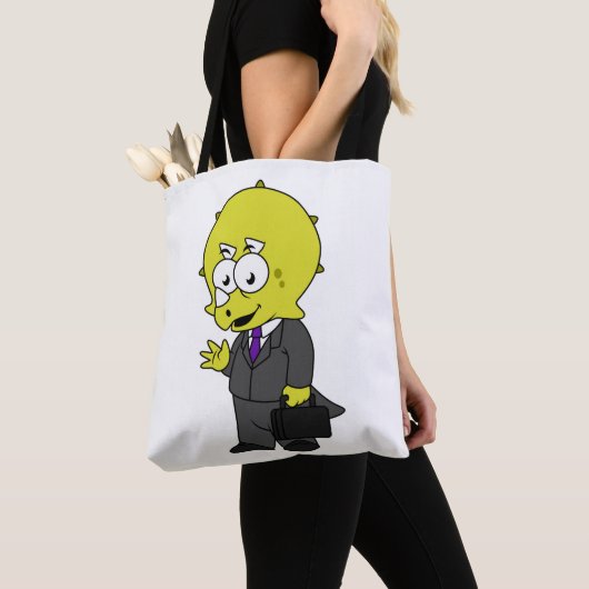 Illustration eines Triceratops Geschäftsmann. Tasche (Von Nahem)