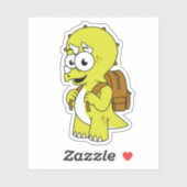 Illustration eines Triceratops mit Backpack. Aufkleber (Blatt)