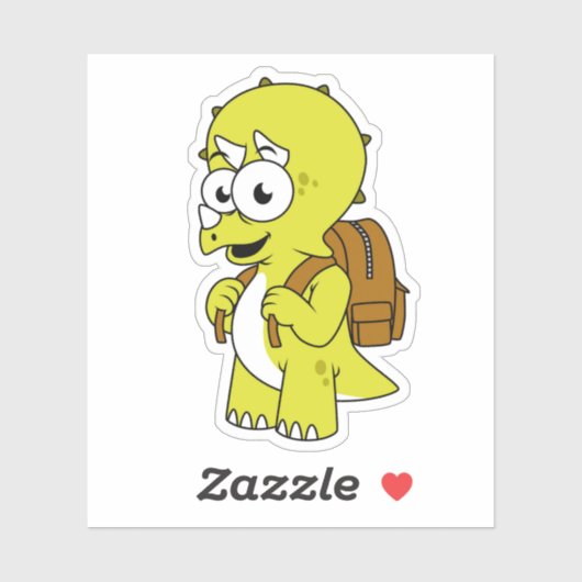 Illustration eines Triceratops mit Backpack. Aufkleber (Blatt)