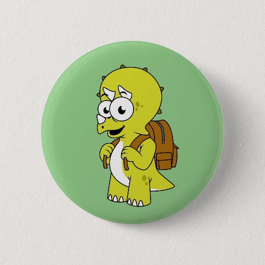 Illustration eines Triceratops mit Backpack. Button (Vorderseite)
