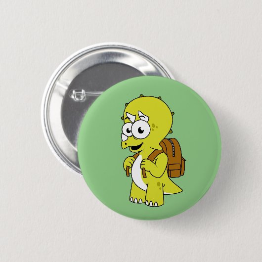 Illustration eines Triceratops mit Backpack. Button (Vorne & Hinten)