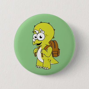 Illustration eines Triceratops mit Backpack. Button