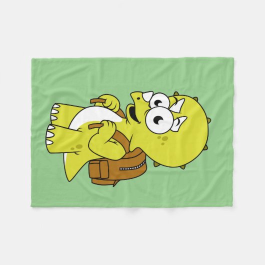 Illustration eines Triceratops mit Backpack. Fleecedecke (Vorderseite (Horizontal))