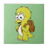 Illustration eines Triceratops mit Backpack. Fliese (Vorderseite)