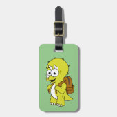 Illustration eines Triceratops mit Backpack. Gepäckanhänger (Vorderseite vertikal)