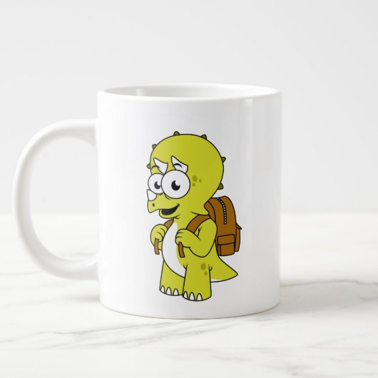 Illustration eines Triceratops mit Backpack. Jumbo-Tasse (Links)