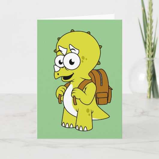 Illustration eines Triceratops mit Backpack. Karte (Vorderseite)