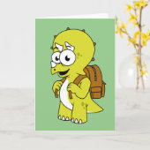 Illustration eines Triceratops mit Backpack. Karte (Gelbe Blume)