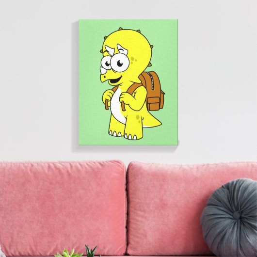 Illustration eines Triceratops mit Backpack. Leinwanddruck (Insitu (Wohnzimmer))