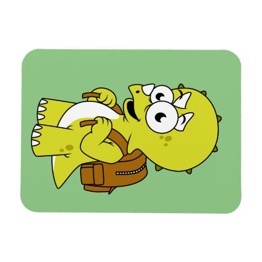 Illustration eines Triceratops mit Backpack. Magnet (Horizontal)