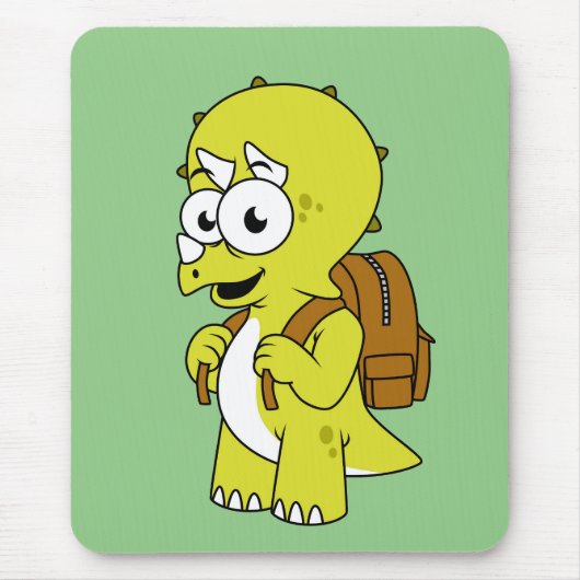 Illustration eines Triceratops mit Backpack. Mousepad (Vorne)