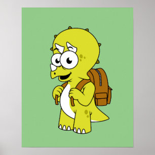 Illustration eines Triceratops mit Backpack. Poster