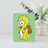 Illustration eines Triceratops mit Backpack. Postkarte (Stehend Vorderseite)