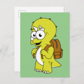Illustration eines Triceratops mit Backpack. Postkarte (Vorne/Hinten)