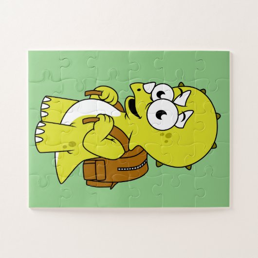 Illustration eines Triceratops mit Backpack. Puzzle (Horizontal)