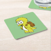 Illustration eines Triceratops mit Backpack. Rechteckiger Pappuntersetzer (angewinkelt)