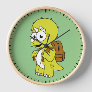 Illustration eines Triceratops mit Backpack. Uhr