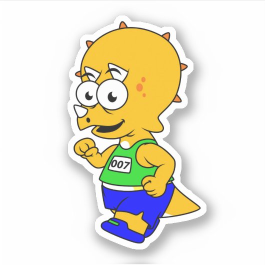 Illustration eines Triceratops Runners. Aufkleber (Vorderseite)