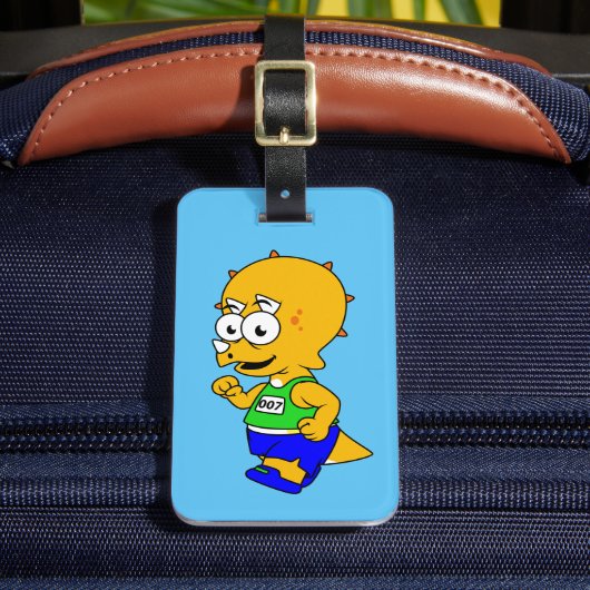 Illustration eines Triceratops Runners. Gepäckanhänger (Vorderseite Insitu 2)