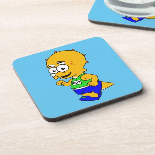 Illustration eines Triceratops Runners. Getränkeuntersetzer (Linke Seite)