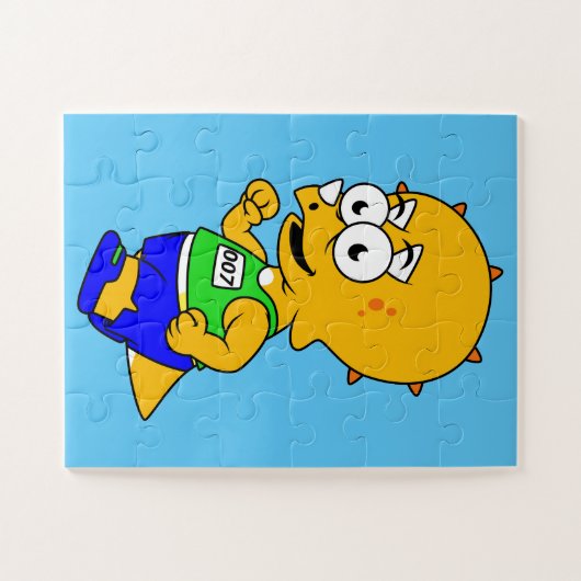 Illustration eines Triceratops Runners. Puzzle (Horizontal)