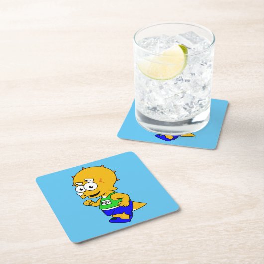 Illustration eines Triceratops Runners. Rechteckiger Pappuntersetzer (Vor Ort)