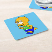 Illustration eines Triceratops Runners. Rechteckiger Pappuntersetzer (angewinkelt)