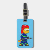 Illustration eines Tyrannosaurus Rex Feuerwehrmann Gepäckanhänger (Vorderseite vertikal)