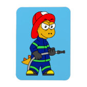 Illustration eines Tyrannosaurus Rex Feuerwehrmann Magnet (Vertikal)