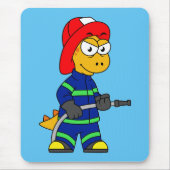 Illustration eines Tyrannosaurus Rex Feuerwehrmann Mousepad (Vorne)