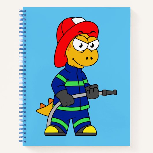 Illustration eines Tyrannosaurus Rex Feuerwehrmann Notizblock (Vorderseite)