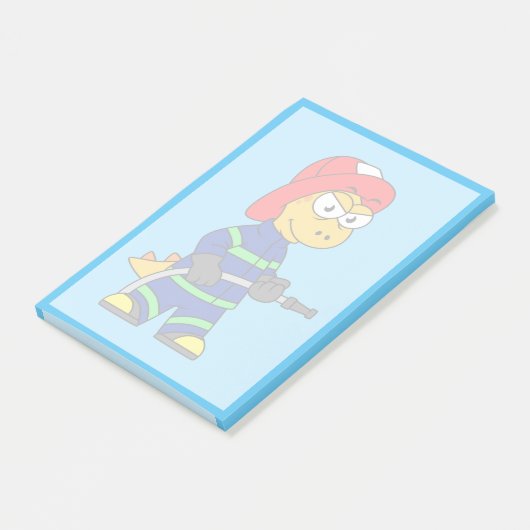 Illustration eines Tyrannosaurus Rex Feuerwehrmann Post-it Klebezettel (angewinkelt)