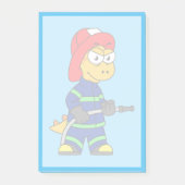 Illustration eines Tyrannosaurus Rex Feuerwehrmann Post-it Klebezettel (Vorderseite)