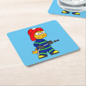 Illustration eines Tyrannosaurus Rex Feuerwehrmann Rechteckiger Pappuntersetzer (angewinkelt)