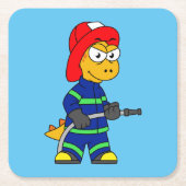 Illustration eines Tyrannosaurus Rex Feuerwehrmann Rechteckiger Pappuntersetzer (Vorderseite)