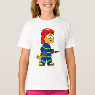 Illustration eines Tyrannosaurus Rex Feuerwehrmann T-Shirt