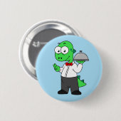 Illustration eines Tyrannosaurus Rex Food Kellners Button (Vorne & Hinten)