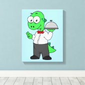 Illustration eines Tyrannosaurus Rex Food Kellners Leinwanddruck (Insitu (Holzboden))