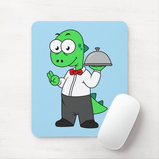 Illustration eines Tyrannosaurus Rex Food Kellners Mousepad (Mit Mouse)