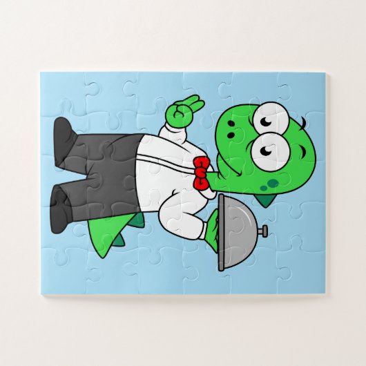 Illustration eines Tyrannosaurus Rex Food Kellners Puzzle (Horizontal)