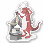 Illustration eines Tyrannosaurus Rex Koch Cooking. Aufkleber (Vorderseite)