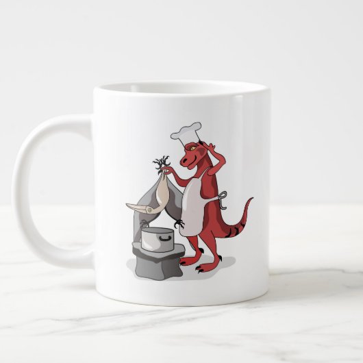 Illustration eines Tyrannosaurus Rex Koch Cooking. Jumbo-Tasse (Links)