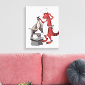 Illustration eines Tyrannosaurus Rex Koch Cooking. Leinwanddruck (Insitu (Wohnzimmer))